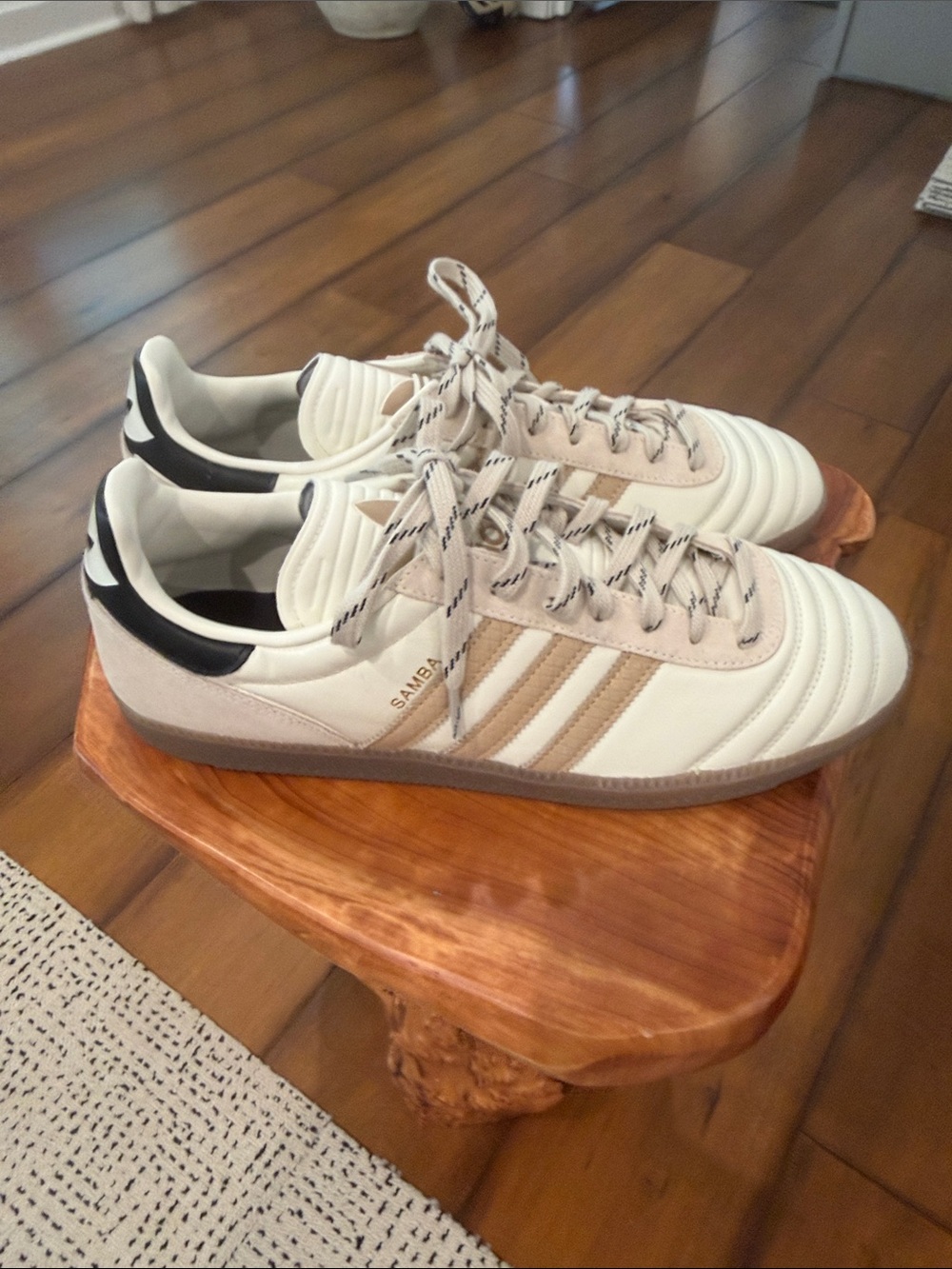 adidas Samba Leather Sneakers in Cream with Black Accents